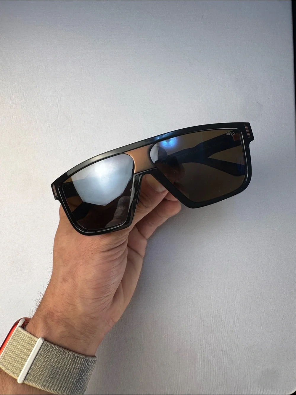 Revo Men's Black Frame Sunglasses with Brown Gradient Lenses